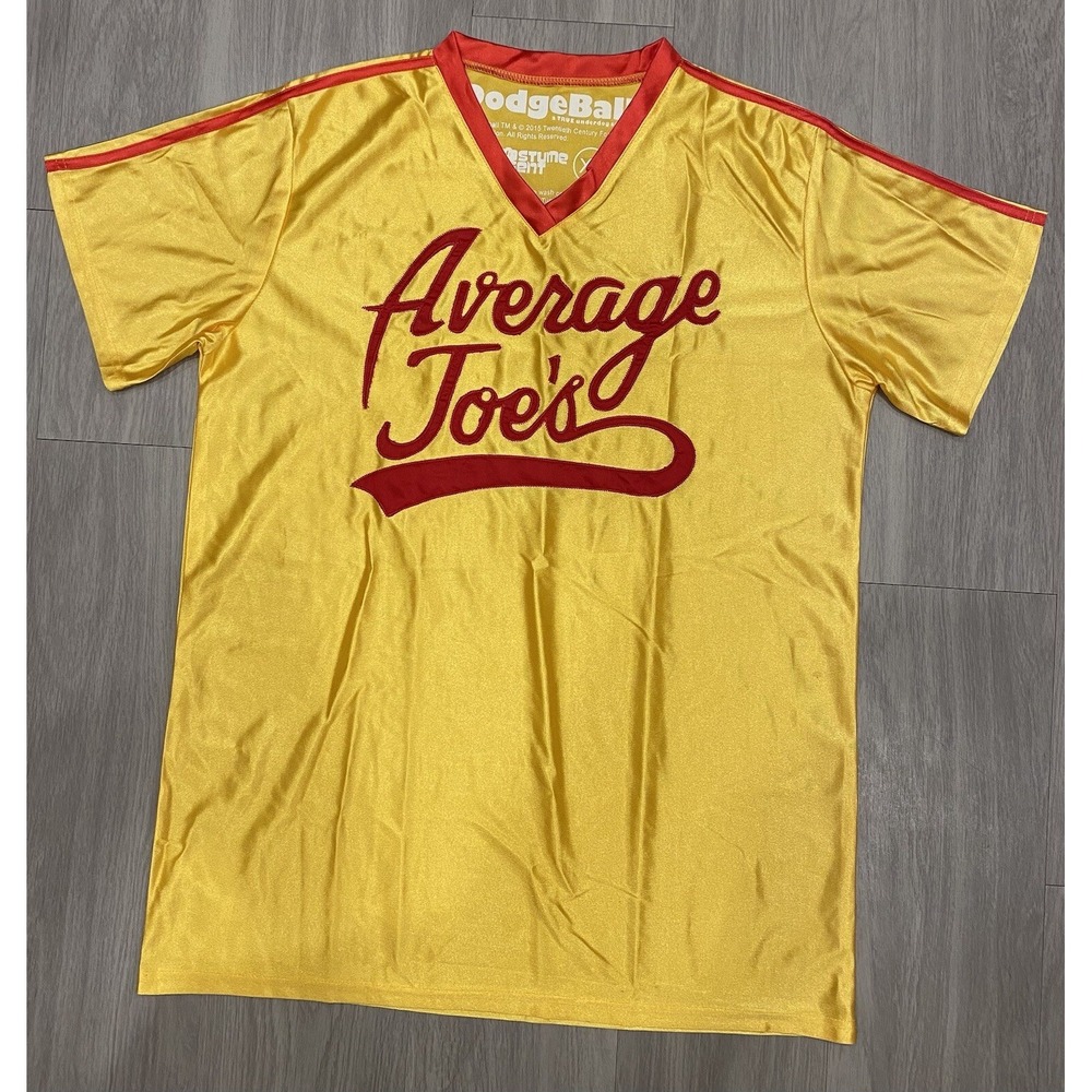 Dodgeball Average Joe's Jersey Mens XL Yellow Red Short Sleeve Movie‎ Costume